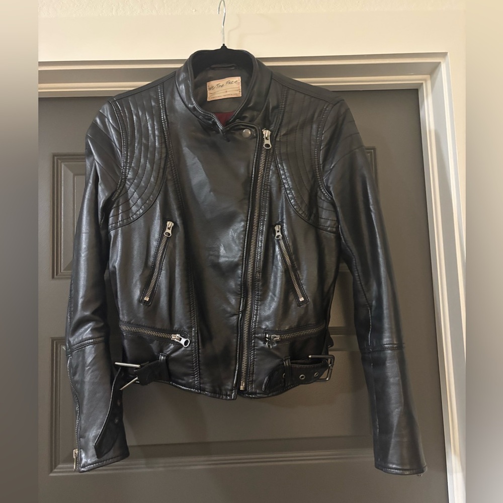 Free People Fenix Black Vegan Leather Jacket